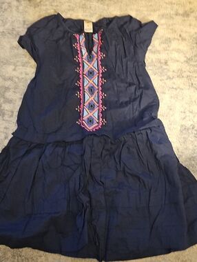 OshKosh B'gosh Navy Dress with Pink and Light Blue Embroidery